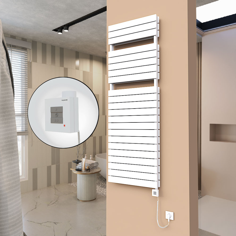 21H Electric Towel Warmer 600x1772 White Ktx1 1000 W (Spiral Cable)