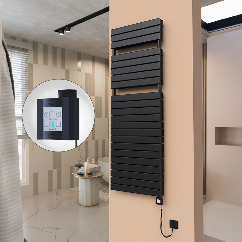 21H Elektrikli Havlupan 600x1772 Siyah (KTX4 Termostat) 1000W Spiral Kablolu 