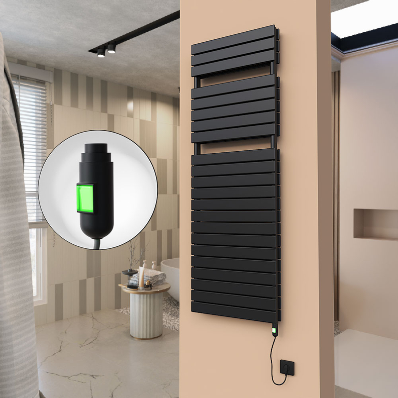 21H Sèche Serviettes Electrique 600x1772 Noir mat (On/Off) 1500 W
