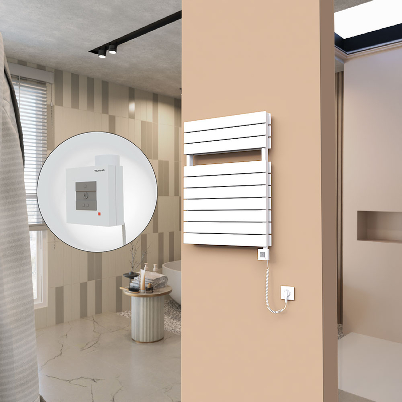 21H Electric Towel Warmer 600x810 White Ktx1 1000 W (Spiral Cable)