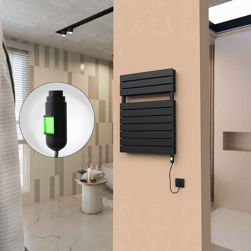 21H Sèche Serviettes Electrique 600x810 Noir mat (On/Off) 900 W