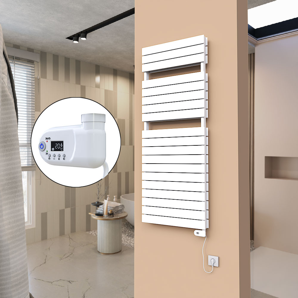 21H Sèche Serviettes Electrique 600x1550 Blanc (Thermostat Thesis) 1200 W - 2