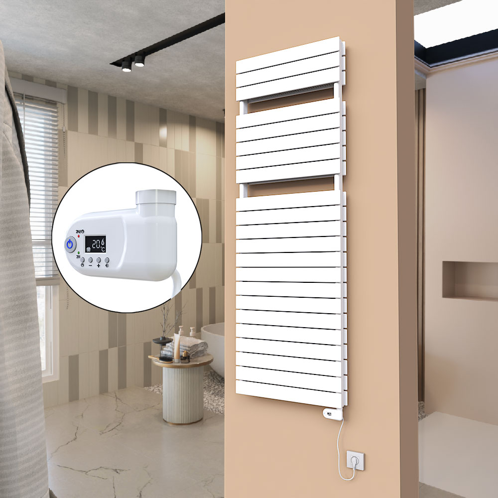 21H Sèche Serviettes Electrique 600x1772 Blanc (Thermostat Thesis) 1500 W - 2