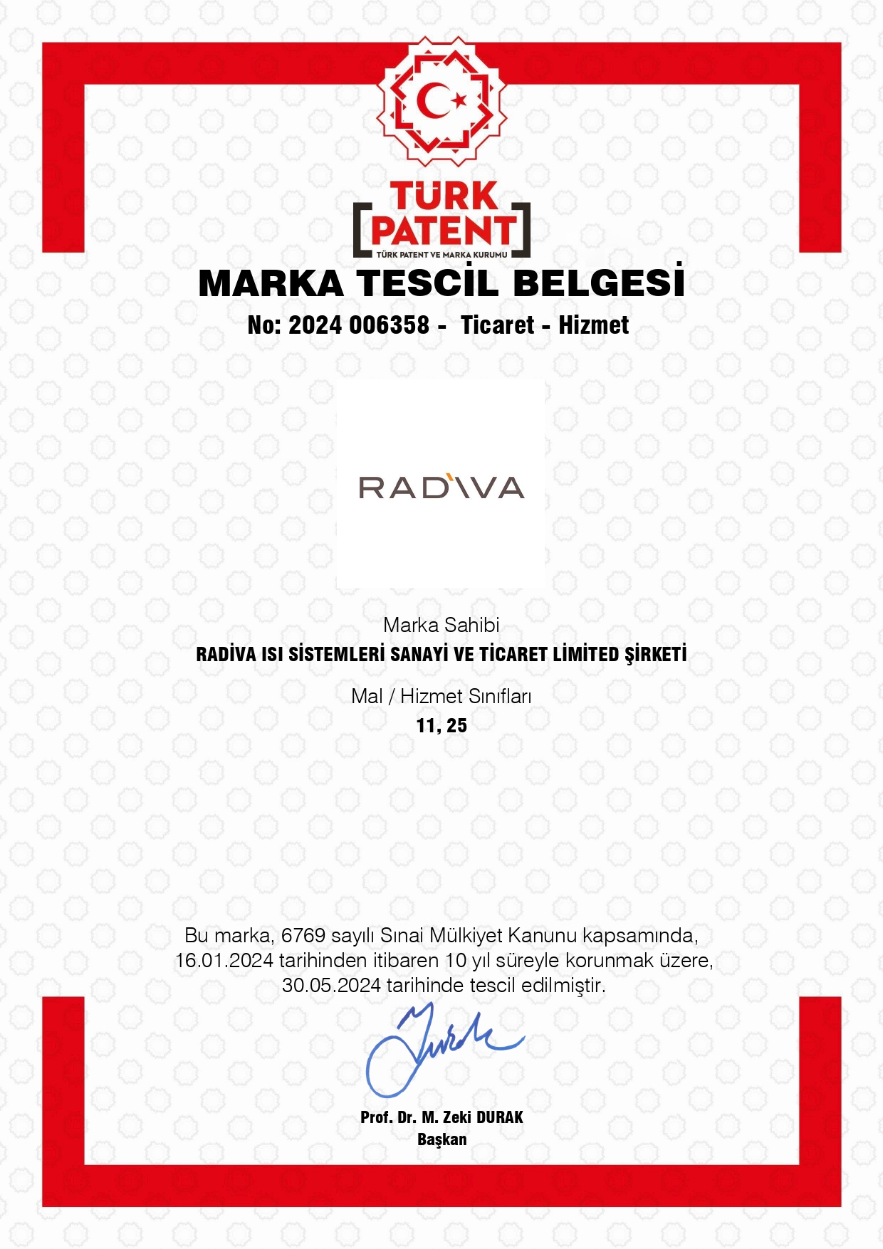 Radiva Marka Tescil Belgesi 2