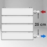 Tip 10H Dekoratif Radyatör 292x600 Siyah (İnce Radyatör) Yan-25cm Giriş Sağ