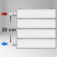 Tip 10H Dekoratif Radyatör 292x600 Siyah (İnce Radyatör) Yan-25cm Giriş Sol