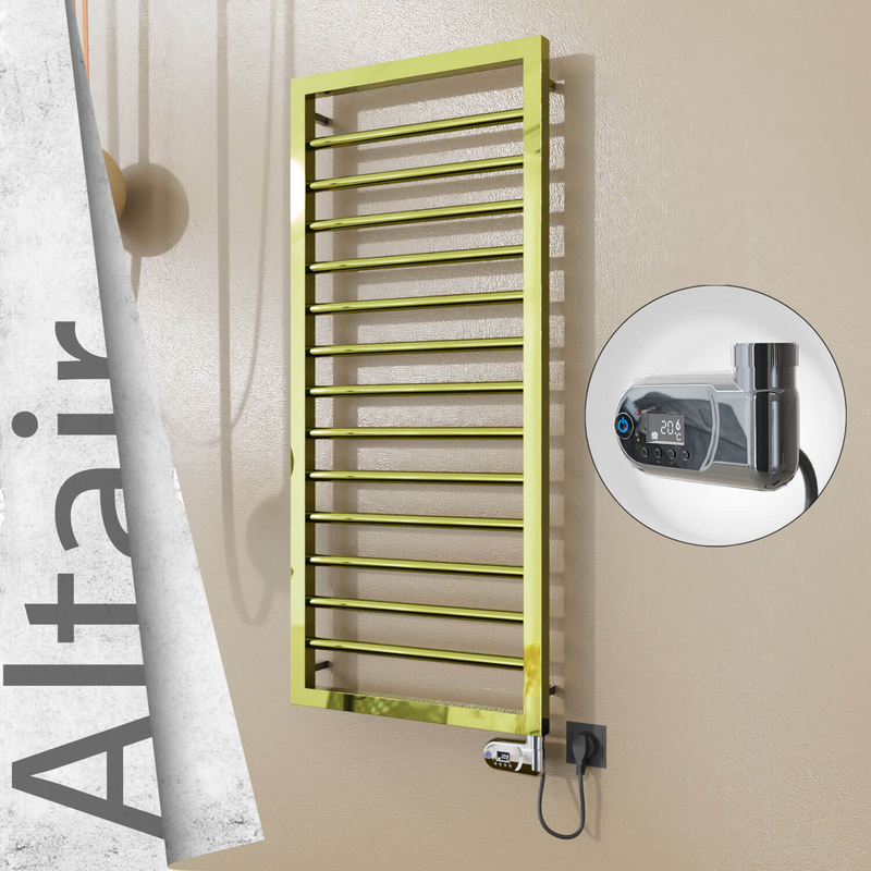 Altair Electric Stainless Steel Towel Rail 400x1040 Gold (Thesis Thermostat) 300W