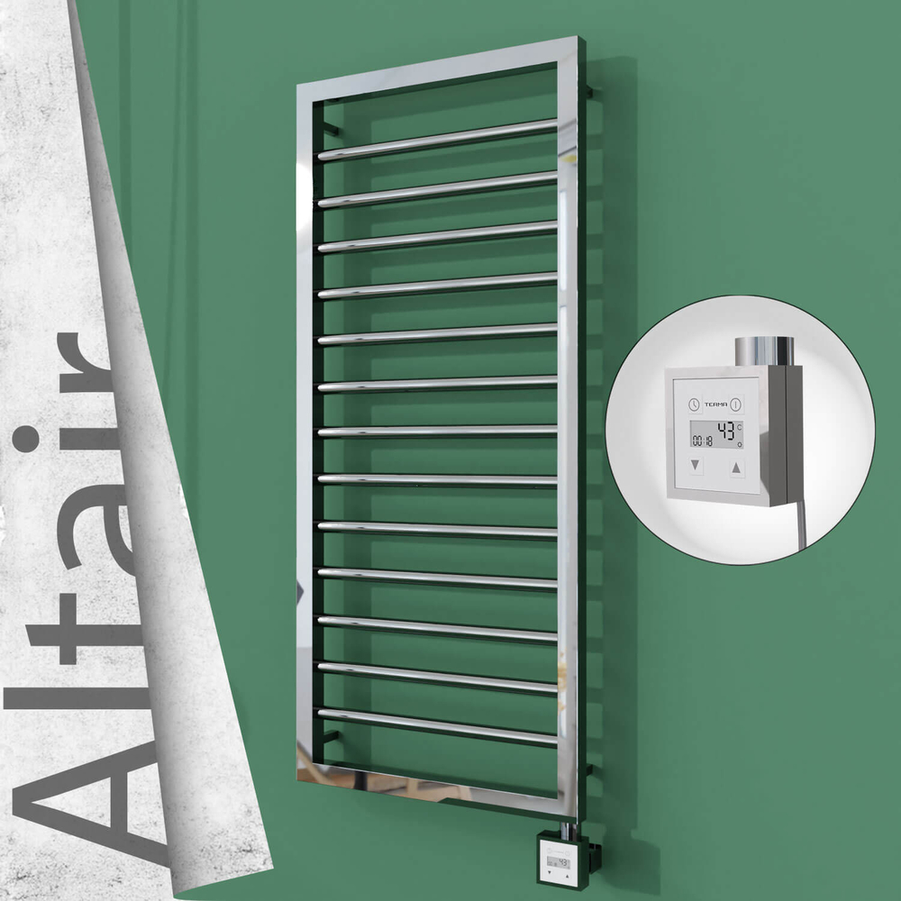 Altair Electric Stainless Steel Towel Rail 400x1040 Mirror Polished (KTX3 Thermostat) 300W - 1