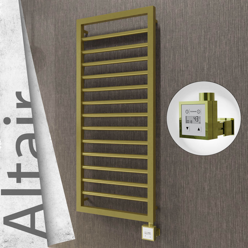 Altair Electric Stainless Steel Towel Rail 400x1040 Satin Gold (KTX3 Thermostat) 300W - 1