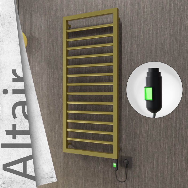 Altair Electric Stainless Steel Towel Rail 400x1040 Satin Gold (On/Off Switch) 300W 
