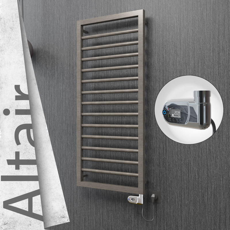 Altair Electric Stainless Steel Towel Rail 400x1040 Satin Polished (Thesis Thermostat) 300W