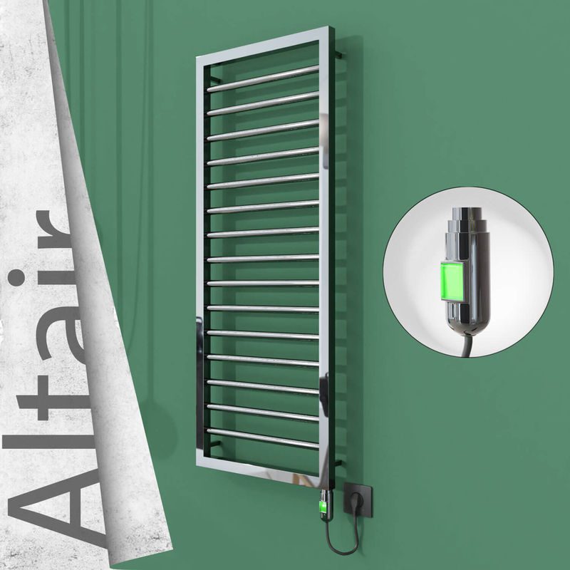 Altair Electric Stainless Steel Towel Rail 400x1180 Mirror Polished (On/Off Switch) 300W 