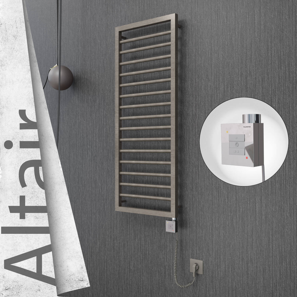 Altair Electric Stainless Steel Towel Rail 400x1180 Satin Polished (KTX1 Thermostat) 300W Spiral Cable - 1