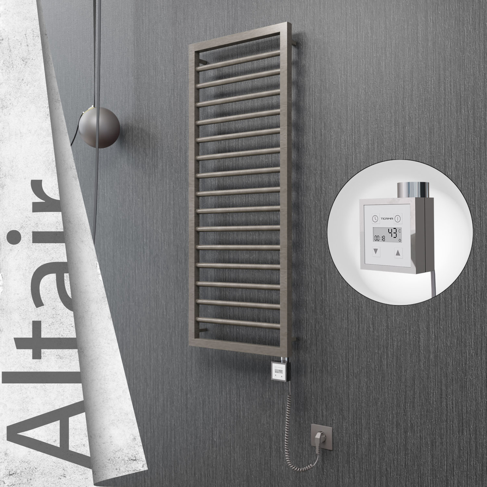 Altair Electric Stainless Steel Towel Rail 400x1180 Satin Polished (KTX3 Thermostat) 300W Spiral Cable - 1