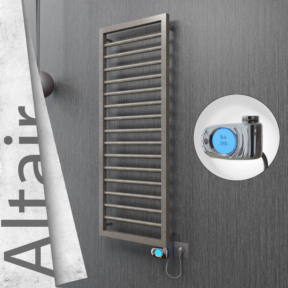 Altair Electric Stainless Steel Towel Rail 400x1180 Satin Polished (Musa Thermostat) 300W - 1