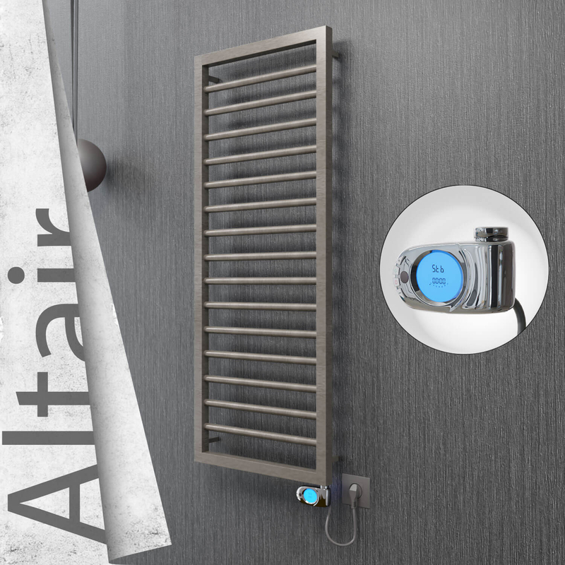 Altair Electric Stainless Steel Towel Rail 400x1180 Satin Polished (Musa Thermostat) 300W