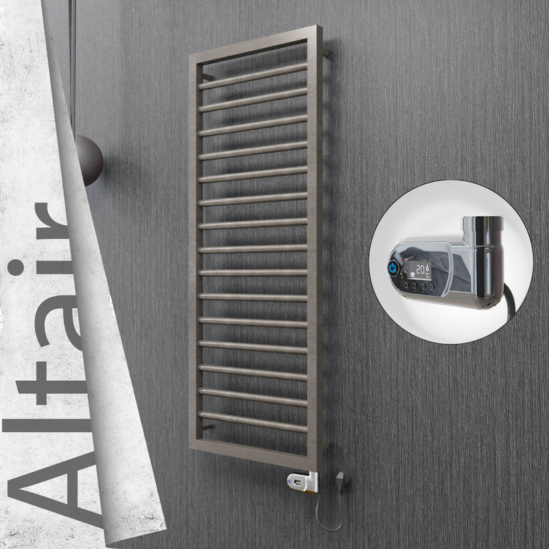 Altair Electric Stainless Steel Towel Rail 400x1180 Satin Polished (Thesis Thermostat) 300W