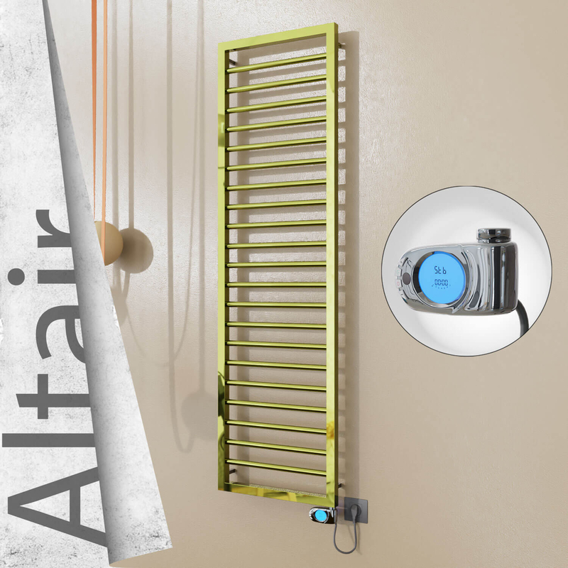Altair Electric Stainless Steel Towel Rail 400x1600 Gold (Musa Thermostat) 300W