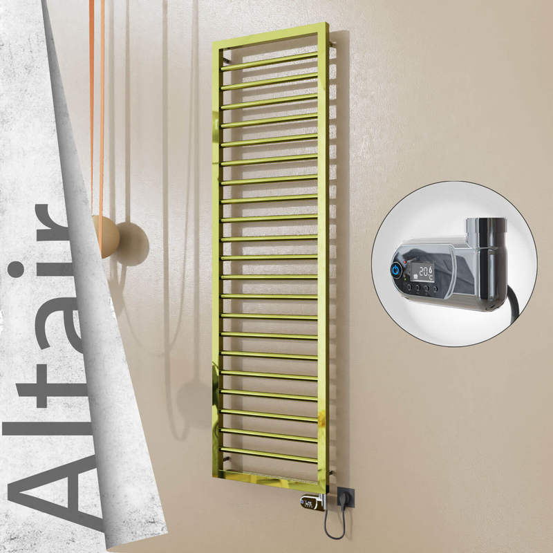 Altair Electric Stainless Steel Towel Rail 400x1600 Gold (Thesis Thermostat) 300W