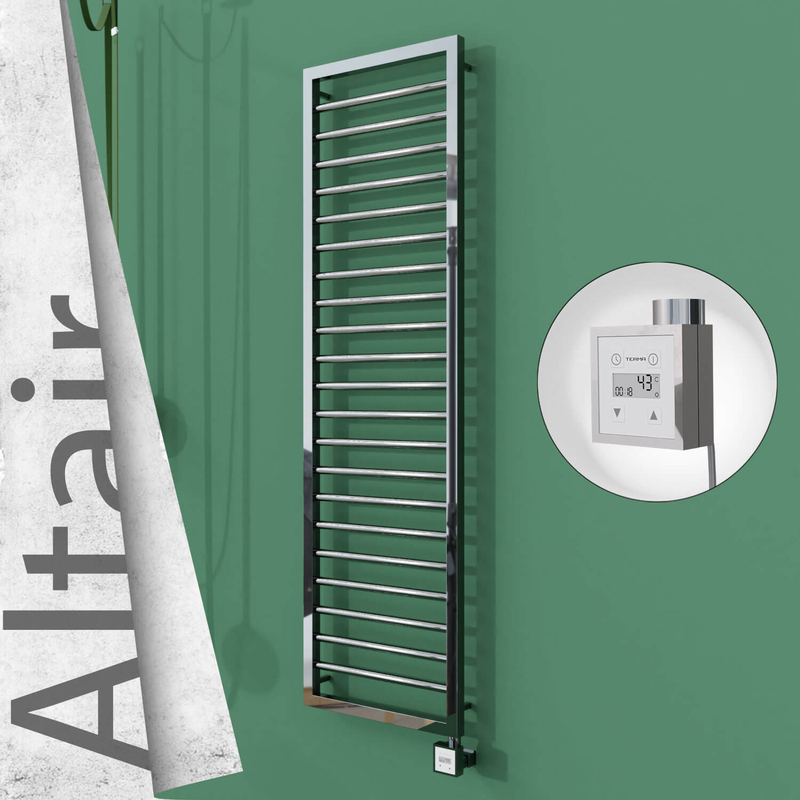 Altair Electric Stainless Steel Towel Rail 400x1600 Mirror Polished (KTX3 Thermostat) 300W