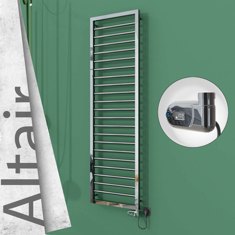 Altair Electric Stainless Steel Towel Rail 400x1600 Mirror Polished (Thesis Thermostat) 300W