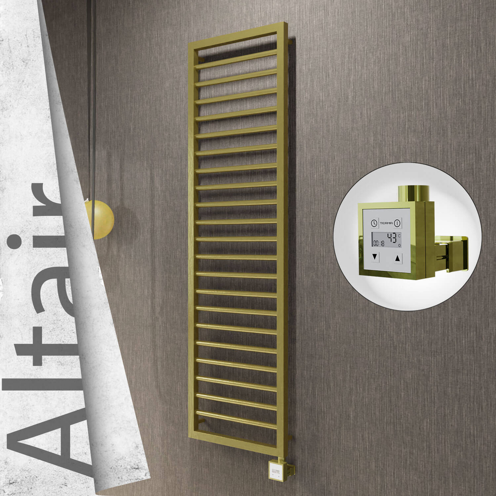 Altair Electric Stainless Steel Towel Rail 400x1600 Satin Gold (KTX3 Thermostat) 300W - 1