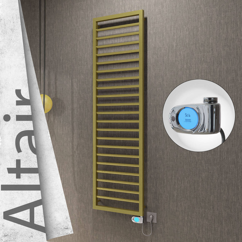 Altair Electric Stainless Steel Towel Rail 400x1600 Satin Gold (Musa Thermostat) 300W