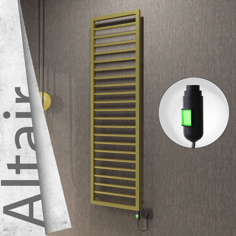 Altair Electric Stainless Steel Towel Rail 400x1600 Satin Gold (On/Off Switch) 300W - 1