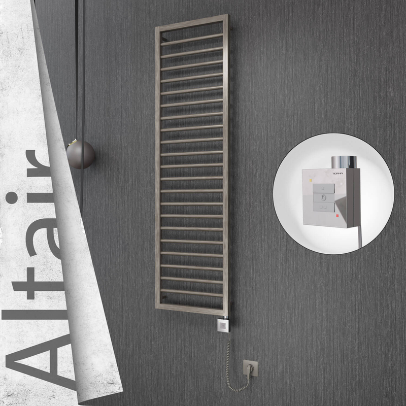 Altair Electric Stainless Steel Towel Rail 400x1600 Satin Polished (KTX1 Thermostat) 300W Spiral Cable