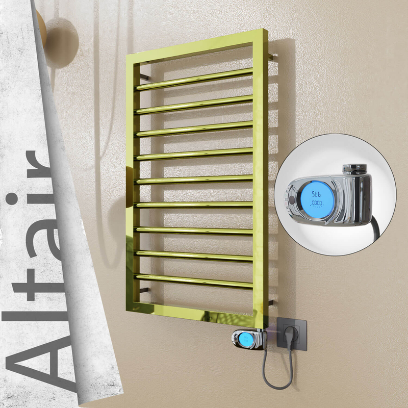 Altair Electric Stainless Steel Towel Rail 400x760 Gold (Musa Thermostat) 200W