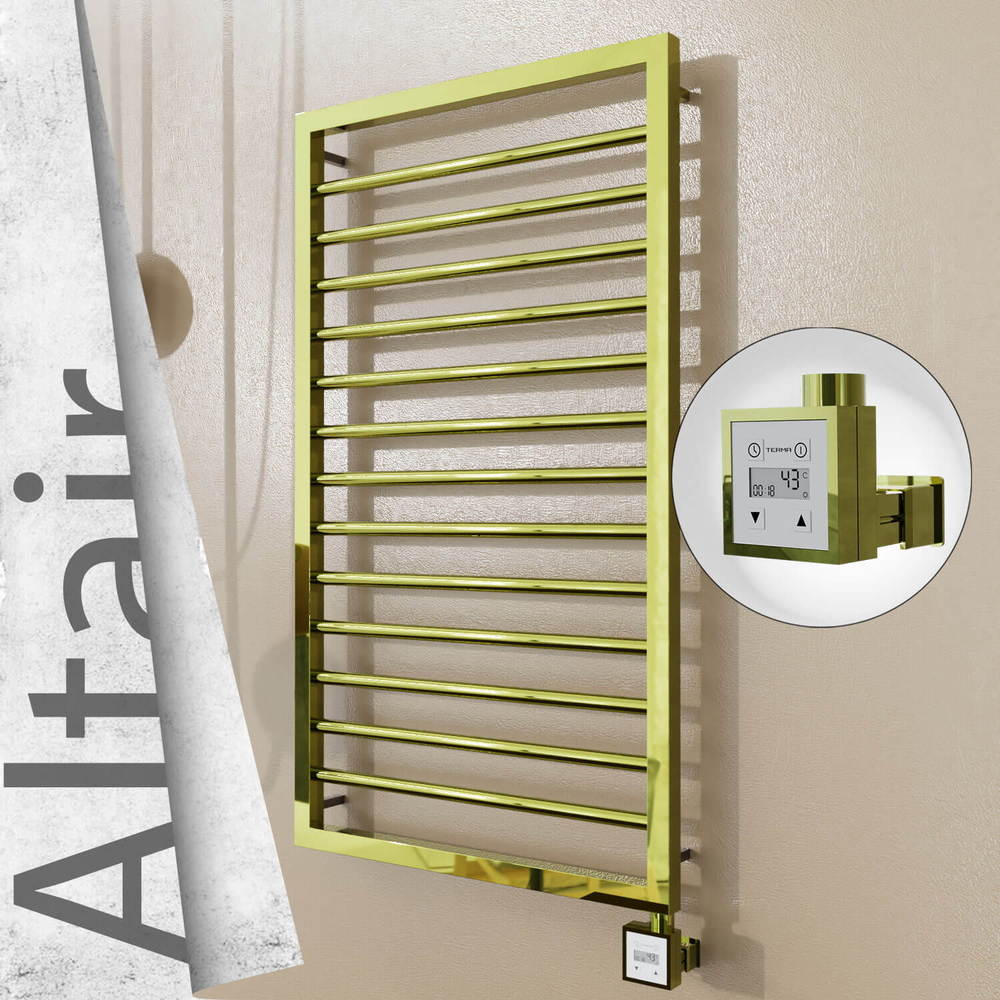 Altair Electric Stainless Steel Towel Rail 500x1040 Gold (KTX3 Thermostat) 300W - 1