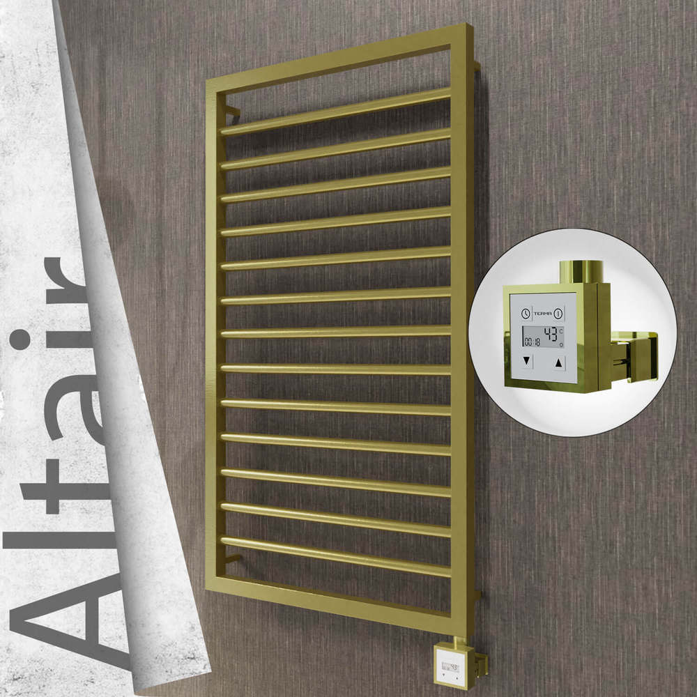 Altair Electric Stainless Steel Towel Rail 500x1040 Satin Gold (KTX3 Thermostat) 300W - 1