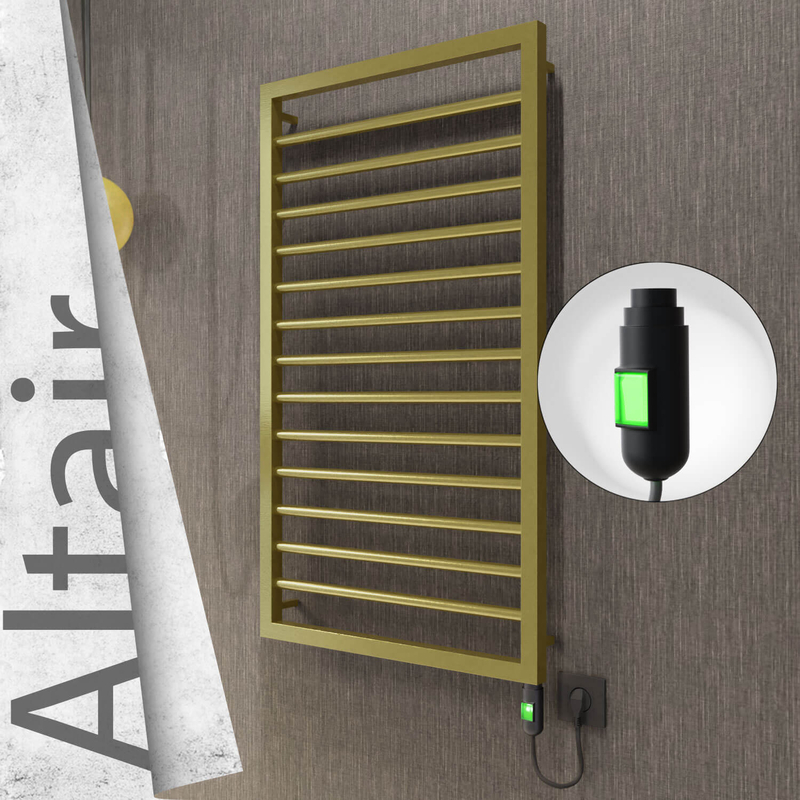 Altair Electric Stainless Steel Towel Rail 500x1040 Satin Gold (On/Off Switch) 300W 