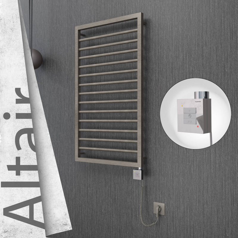Altair Electric Stainless Steel Towel Rail 500x1040 Satin Polished (KTX1 Thermostat) 300W Spiral Cable
