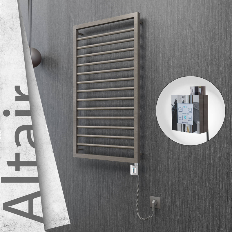 Altair Electric Stainless Steel Towel Rail 500x1040 Satin Polished (KTX4 Thermostat) 300W Spiral Cable