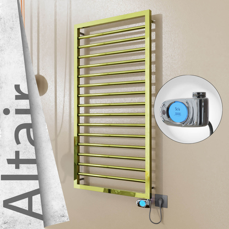 Altair Electric Stainless Steel Towel Rail 500x1180 Gold (Musa Thermostat) 300W