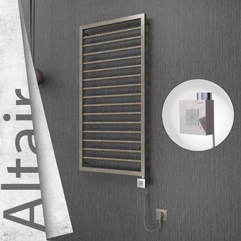 Altair Electric Stainless Steel Towel Rail 500x1180 Satin Polished (KTX1 Thermostat) 300W Spiral Cable