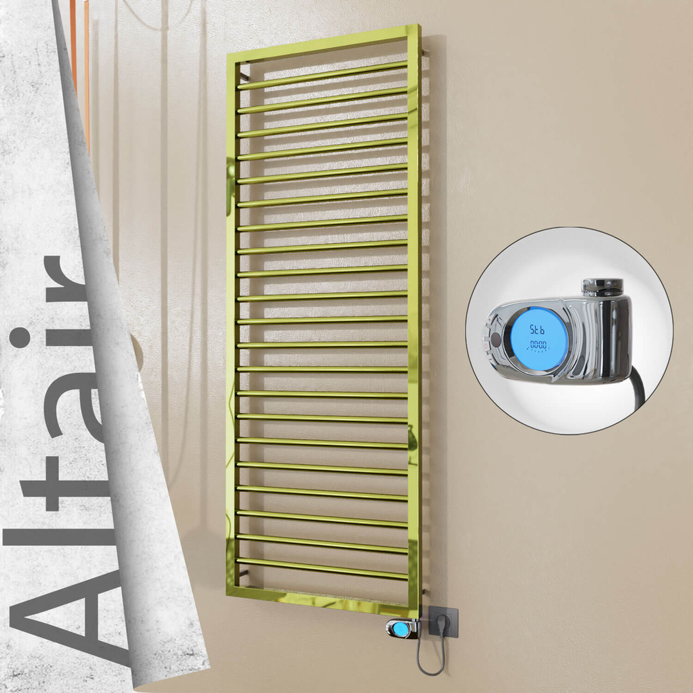 Altair Electric Stainless Steel Towel Rail 500x1600 Gold (Musa Thermostat) 600W - 1