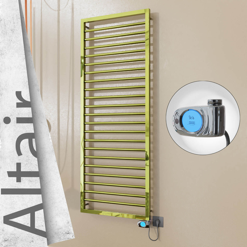 Altair Electric Stainless Steel Towel Rail 500x1600 Gold (Musa Thermostat) 600W