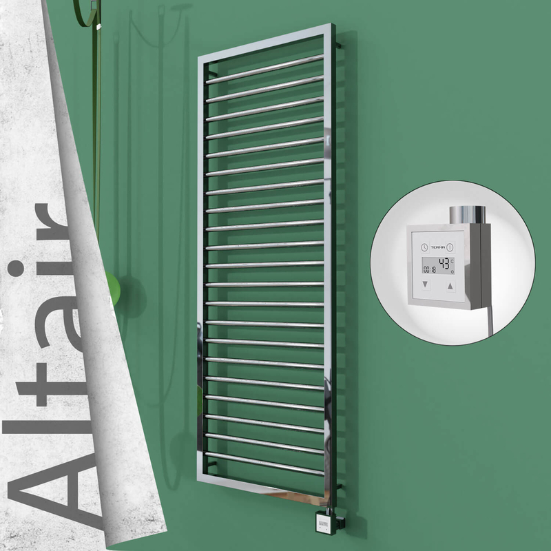 Altair Electric Stainless Steel Towel Rail 500x1600 Mirror Polished (KTX3 Thermostat) 600W