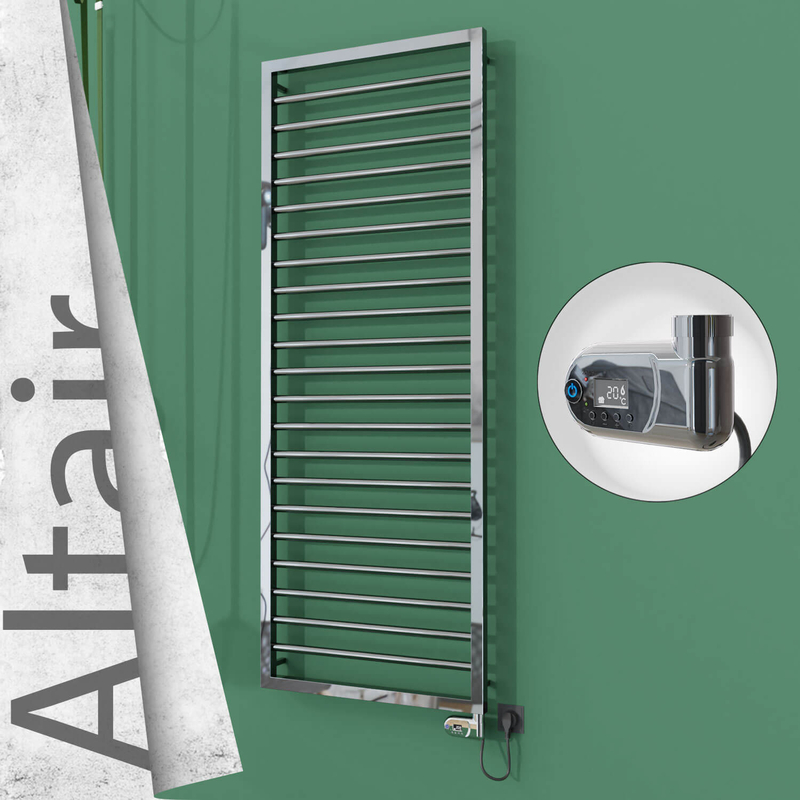 Altair Electric Stainless Steel Towel Rail 500x1600 Mirror Polished (Thesis Thermostat) 600W 