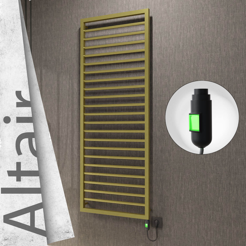 Altair Electric Stainless Steel Towel Rail 500x1600 Satin Gold (On/Off Switch) 600W - 1