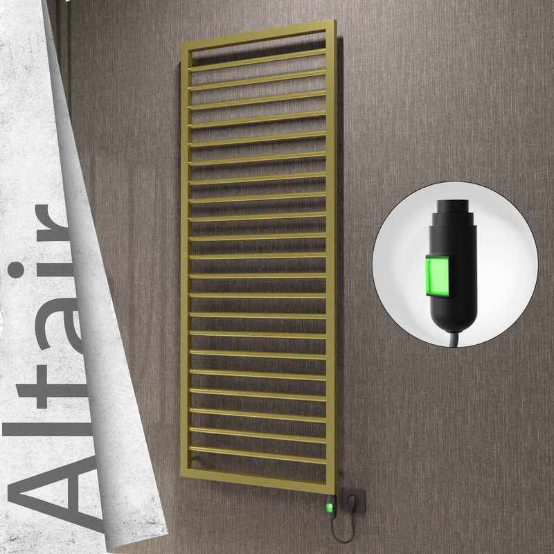 Altair Electric Stainless Steel Towel Rail 500x1600 Satin Gold (On/Off Switch) 600W 