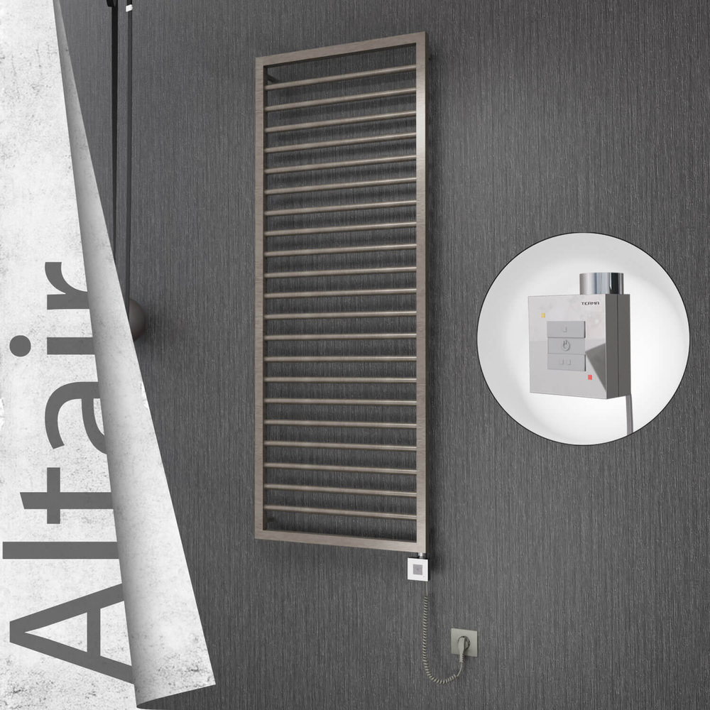 Altair Electric Stainless Steel Towel Rail 500x1600 Satin Polished (KTX1 Thermostat) 600W Spiral Cable - 1