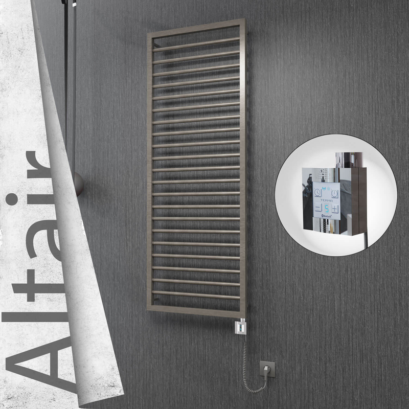 Altair Electric Stainless Steel Towel Rail 500x1600 Satin Polished (KTX4 Thermostat) 600W Spiral Cable