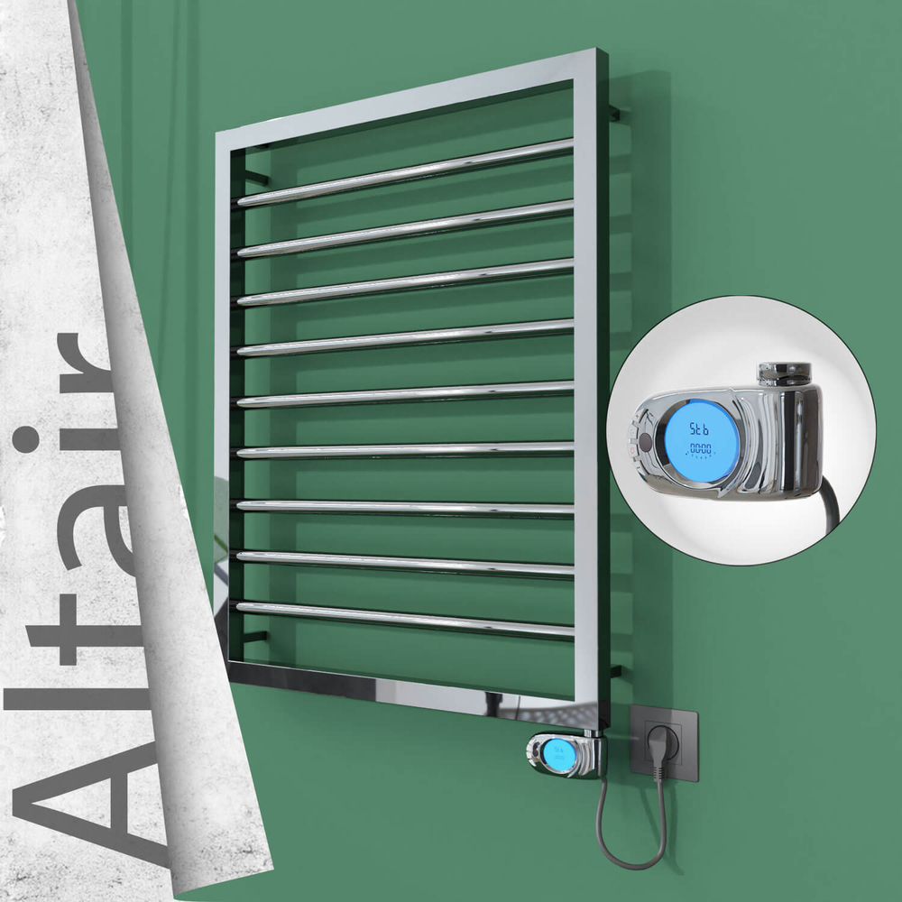 Altair Electric Stainless Steel Towel Rail 500x760 Mirror Polished (Musa Thermostat) 200W - 1