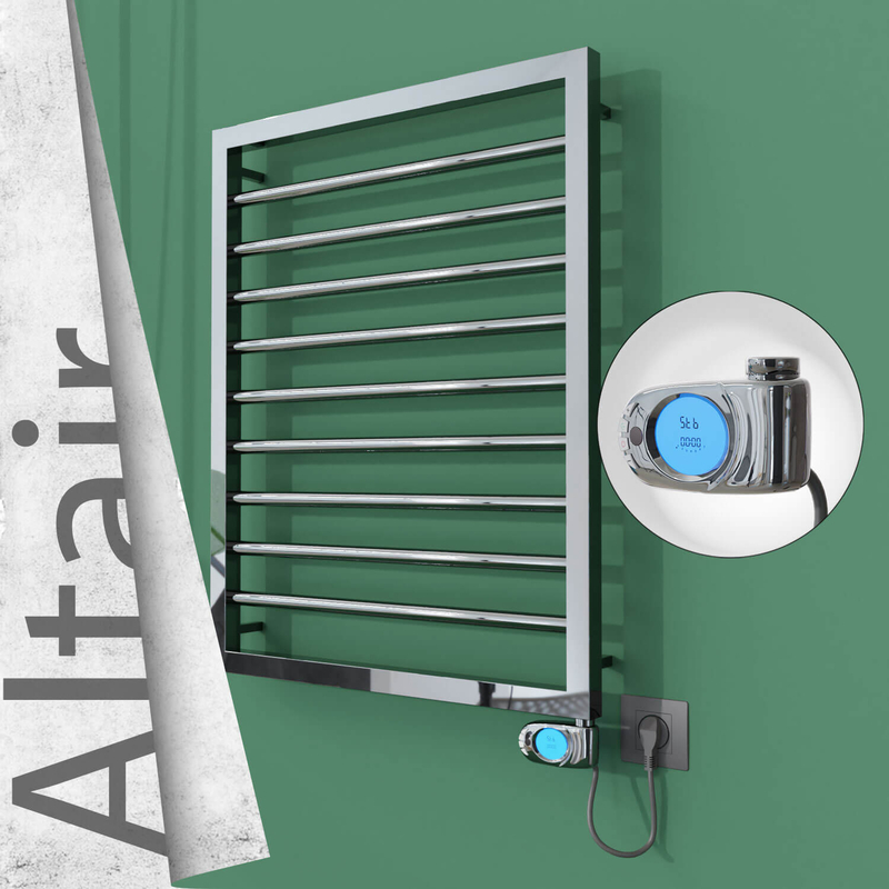 Altair Electric Stainless Steel Towel Rail 500x760 Mirror Polished (Musa Thermostat) 200W