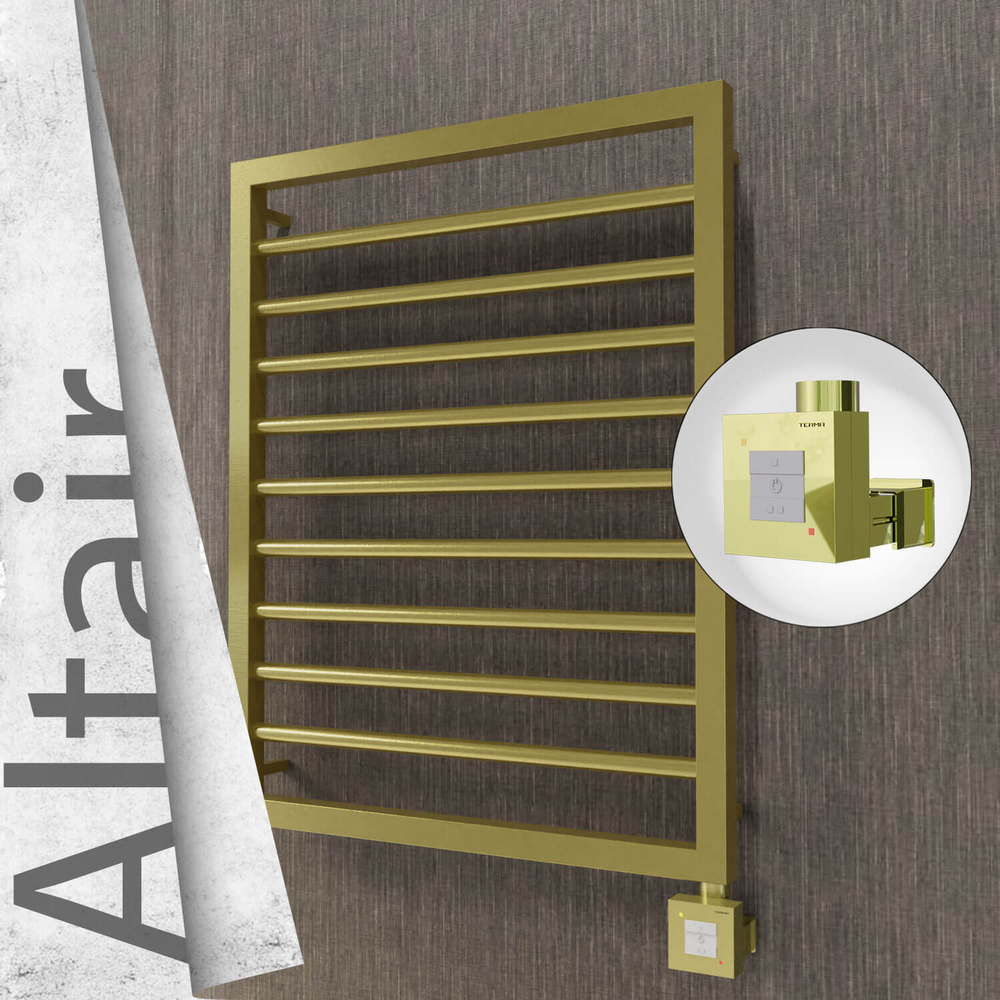 Altair Electric Stainless Steel Towel Rail 500x760 Satin Gold (KTX1 Thermostat) 200W - 1