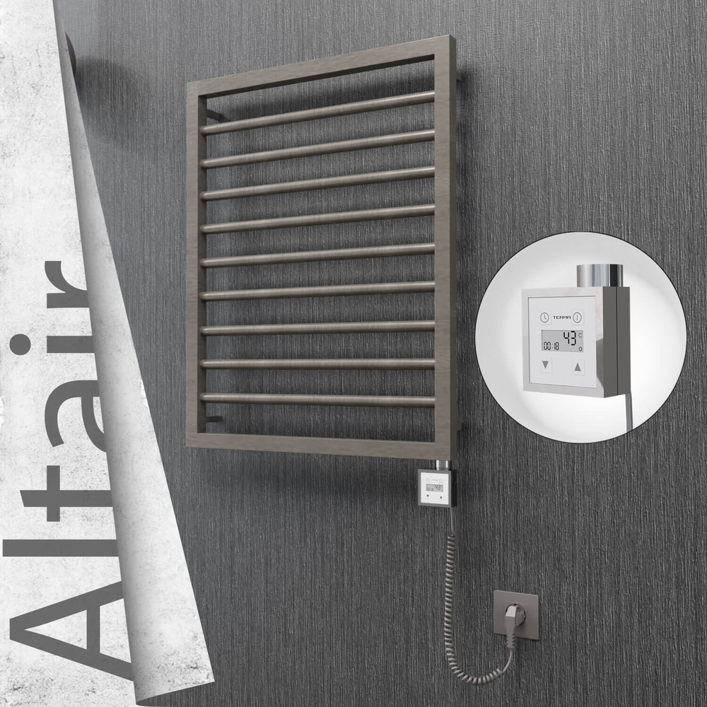 Altair Electric Stainless Steel Towel Rail 500x760 Satin Polished (KTX3 Thermostat) 200W Spiral Cable - 1