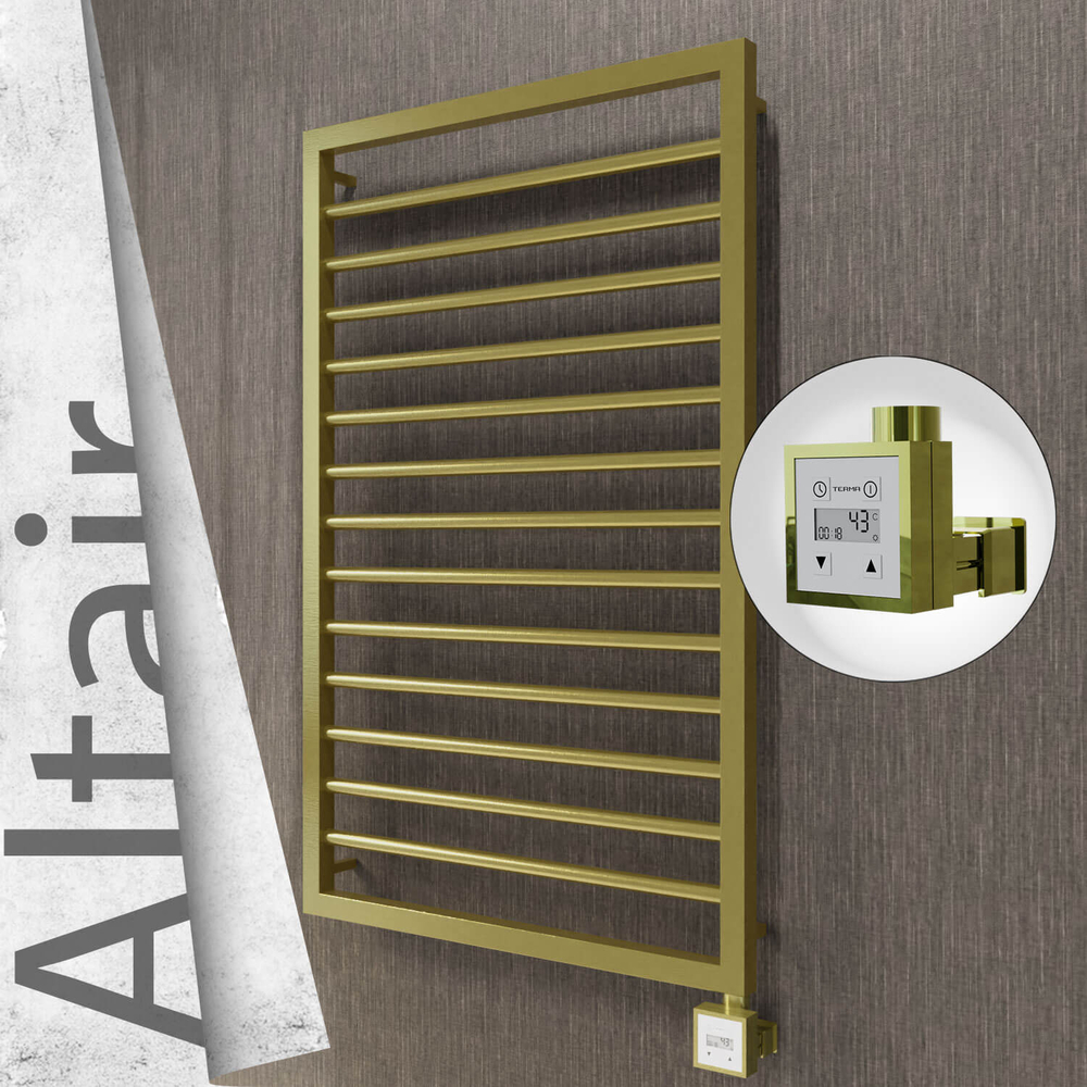 Altair Electric Stainless Steel Towel Rail 600x1040 Satin Gold (KTX3 Thermostat) 300W - 1
